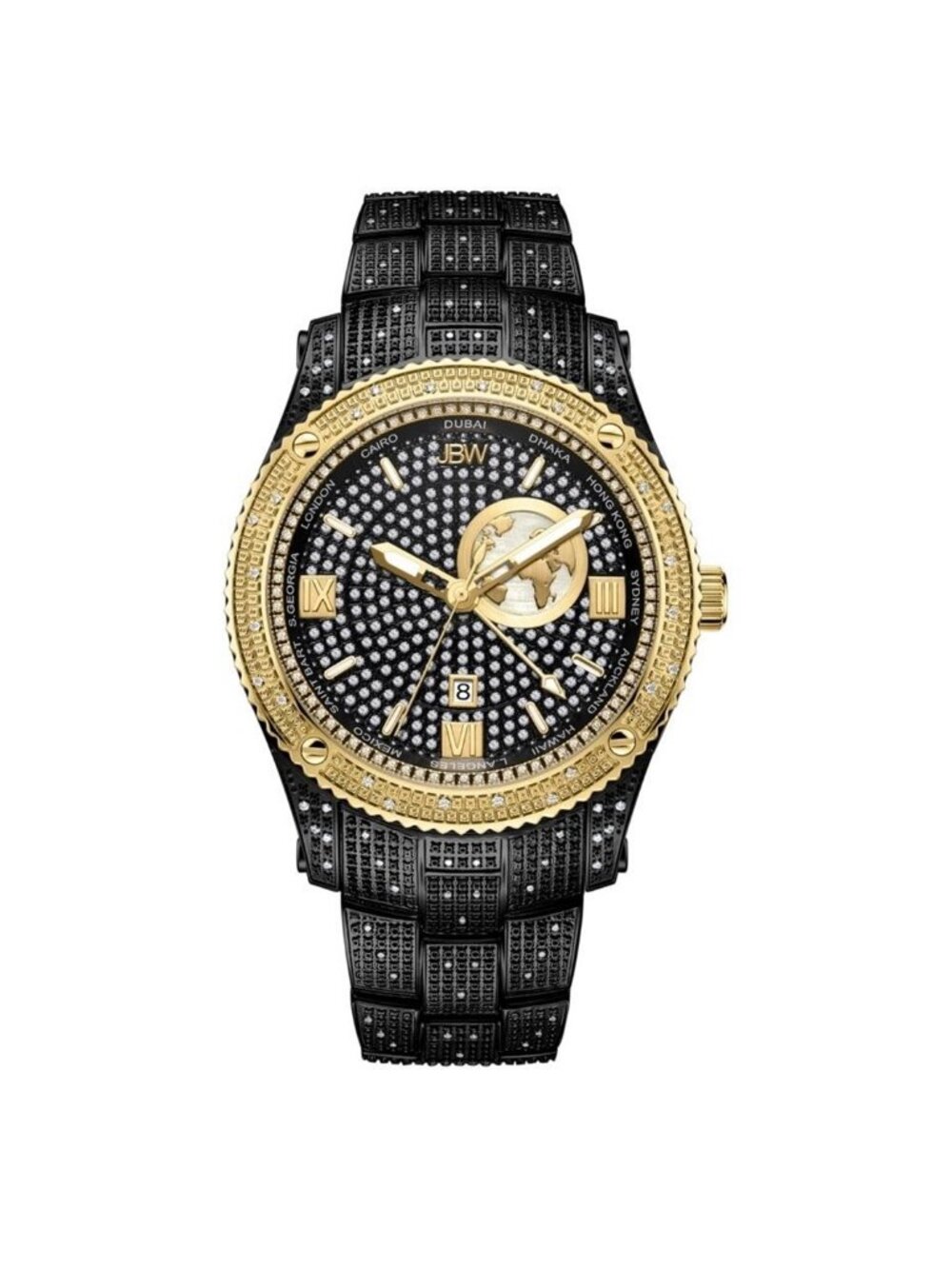NWT JBW Jet Setter GMT Quartz Black Dial Men's Watch